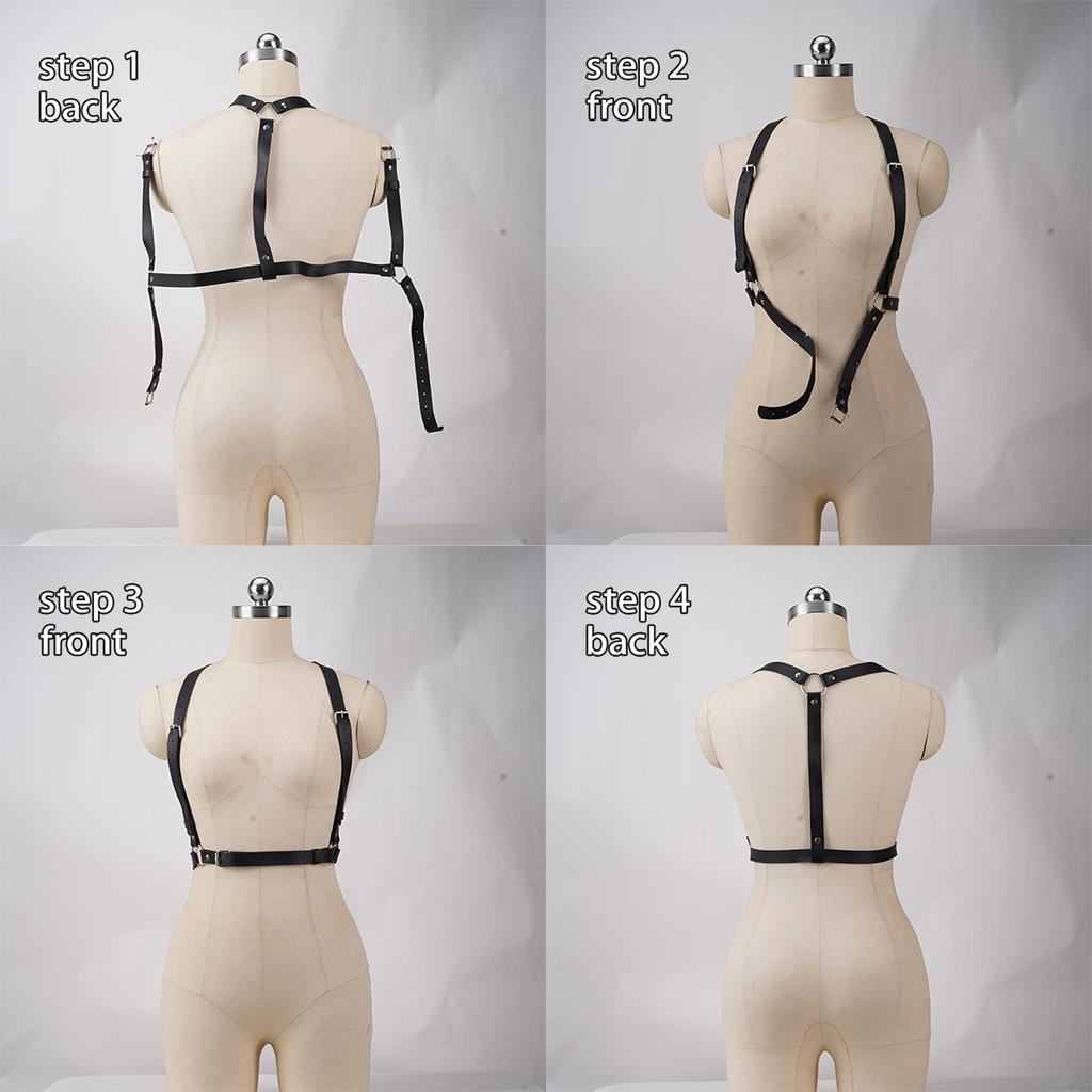 Women's Leather Body Harness - Adjustable Straps, Lightweight Design, Ideal for Layering, Special Occasions