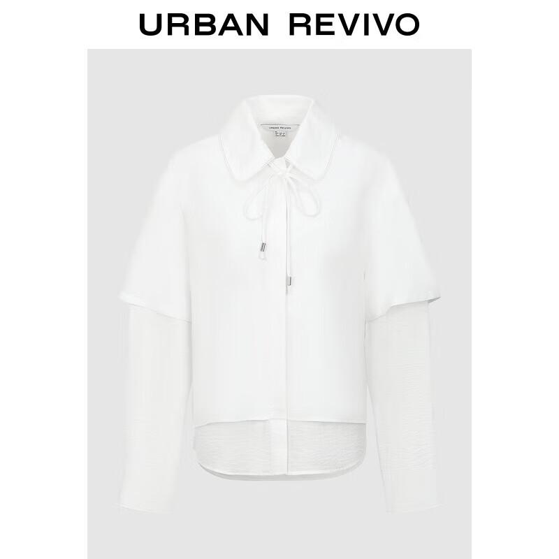 UR Women s Casual Tie-Front Patchwork Shirt L