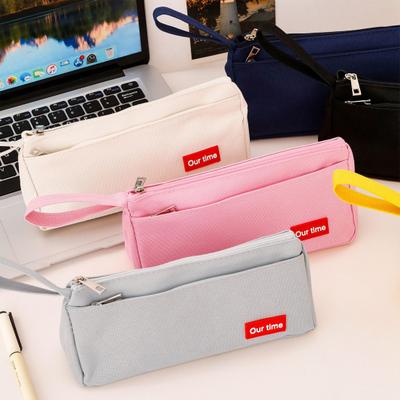 Canvas Pencil Case for Students Large Capacity Double-Layer Pen Bag Waterproof Portable Stationery Organizer for School Office
