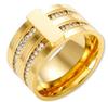 Glänzende Kristall High-End Anlaufgeschützte Mode Geometrische Offene Vergoldete Edelstahlringe für Damen Ehering Schmuck Geschenke