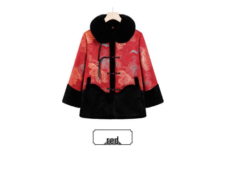 Grandma's Plus Velvet Winter Jacket for Elderly Women