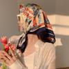 Vintage French Silk Scarf Headband Headband Female Tied Hair Headband Headscarf Ins Tide Large Square Scarf