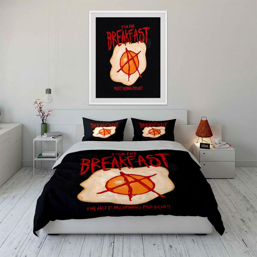 "Egg Anarchy Breakfast Duvet Set" Bedding Duvet Cover Set Duvet Cover Pillowcases  (1 * Duvet Cover 2 * Pillowcases, Without Duvet Insert)