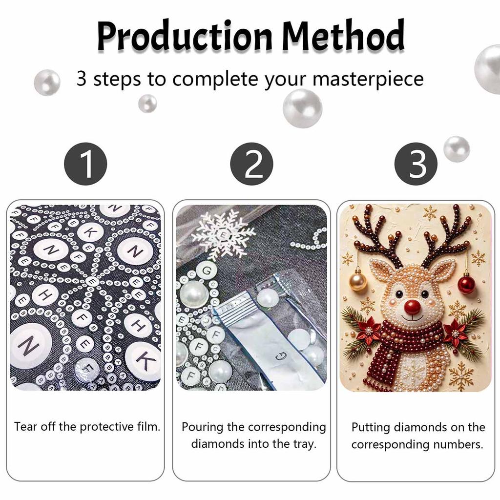Christmas Pearl Painting Kit Handmade DIY Reindeer Snowflakes Home Decoration Painting