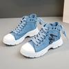 New Canvas High-top Women Shoes Breathable Denim Sneakers Women Summer Thick Bottom Heightening Sports Casual Shoes 2024