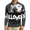 Men's Long Sleeve Casual T Shirt Crew Neck Printed Halloween Pumpkin Stars Moon Pattern Comfortable Fit Lightweight Top