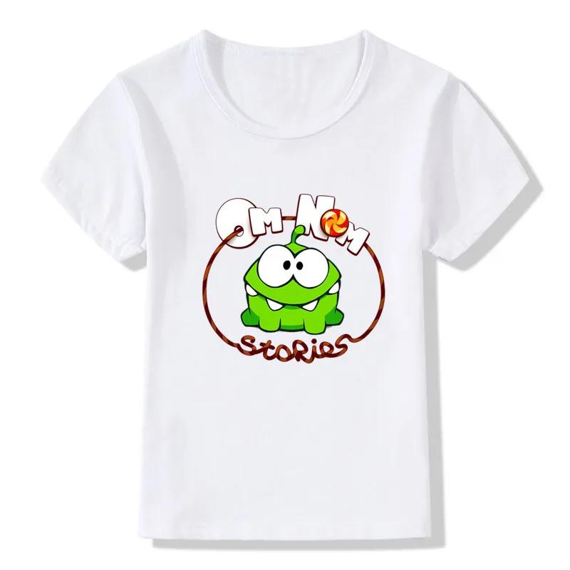 New boys tshirt Hot Game Cut The Rope Om Nom Frog Kids Tshirts Kawaii Cartoon Toddler Baby Boy Girl Tshirt Funny Children Tops