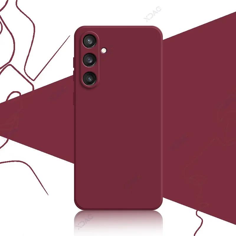 Coques Carrées de Luxe en Silicone Liquide pour Samsung S24 Plus Ultra SamsungS24 S24Plus S24Ultra 5G 360 Protection Douce Boîtier