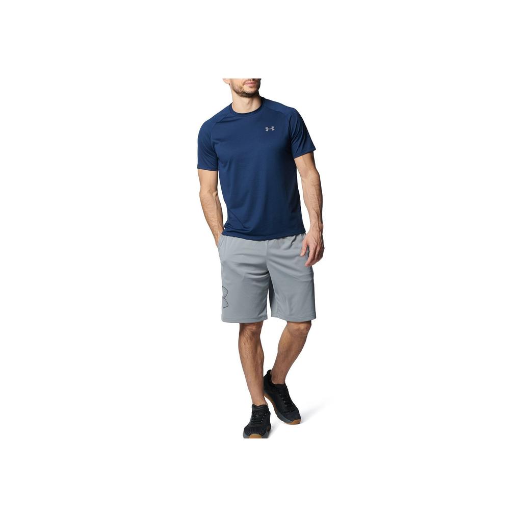 Under Armour Solid Color Sports Casual Crew Neck Short Sleeve T-Shirt Men Tops Academy-Blue 1358553-408