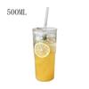 Large Capacity Straw Cup Transparent Cold Drink Cup Creative Glass Cup  Juice Beer