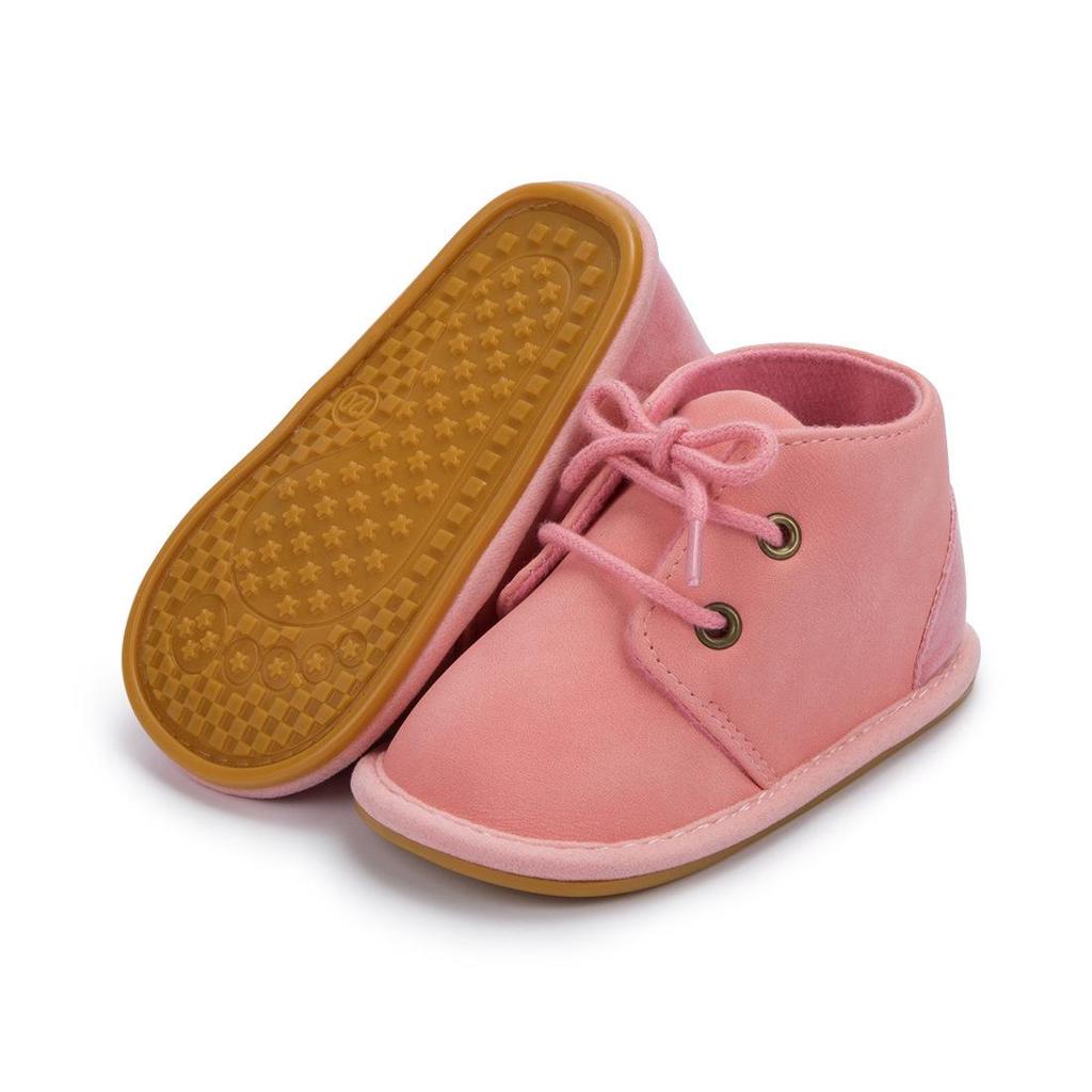Autumn/Winter Non-Slip Lace-Up Baby Boots with Rubber Sole