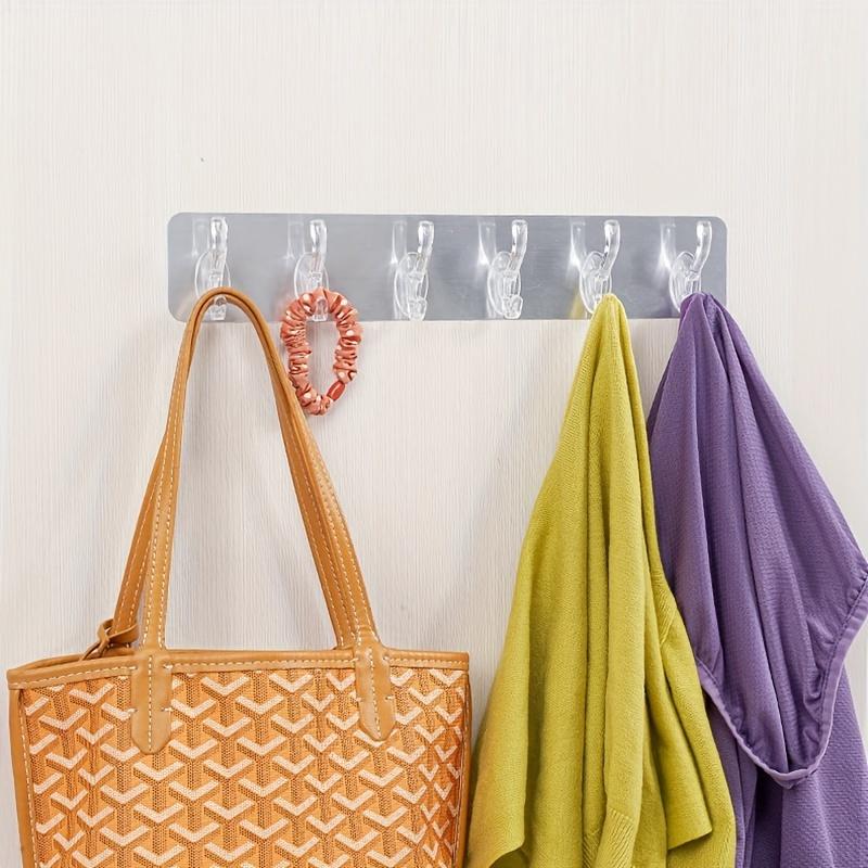 A Set Of Six Transparent Hooks, A Towel Rack For The Bathroom, Adhesive Hooks Without Drilling, A Storage Rack Behind The Door, Waterproof Strong