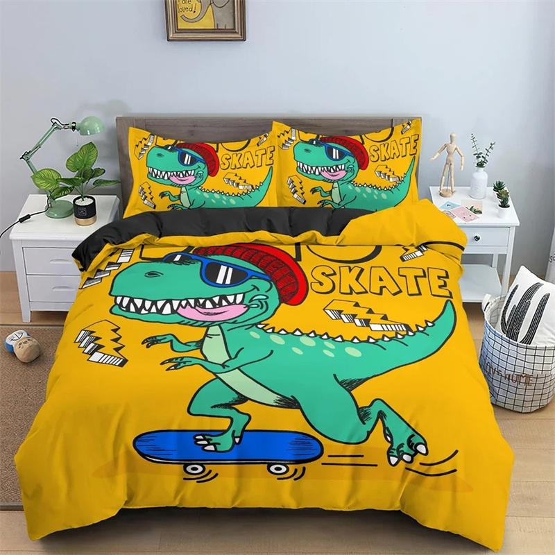 

2/3Pcs Cartoon Dinosaur Bedding Set For Kid s Bedroom Decor Duvet Cover King Queen Full Size Bedclothes Pillowcase Bed Set 135X200cm