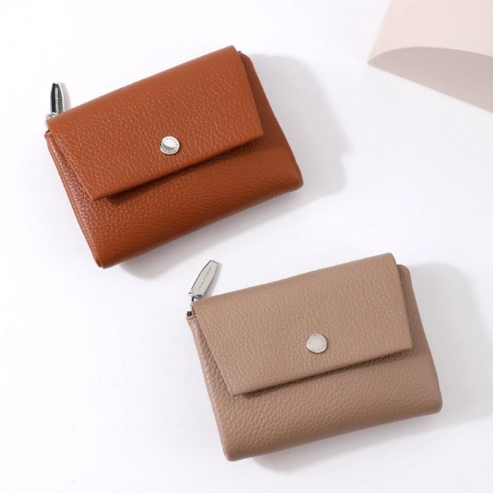 New PU Leather Short Wallet Solid Color Portable Money Bag Multifunctional Coin Purses Women
