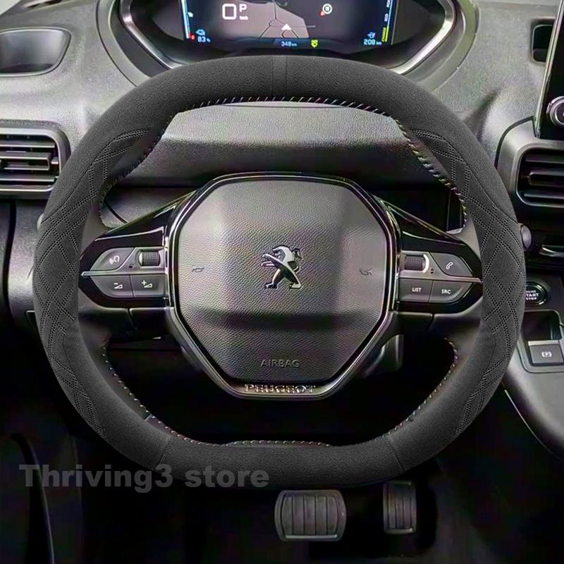 Suede Warm Car Steering Wheel Cover For New Peugeot 3008 5008 e-Partner 2008 408 508 308 2025 2026 Winter Warm Auto Accessories