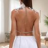 Többrétegű Gyöngyök Kristály Mellkas Lánc Camisole Nőknek Hátnélküli Nyakba Köthető Rövid Top Testékszer Strand Mellény
