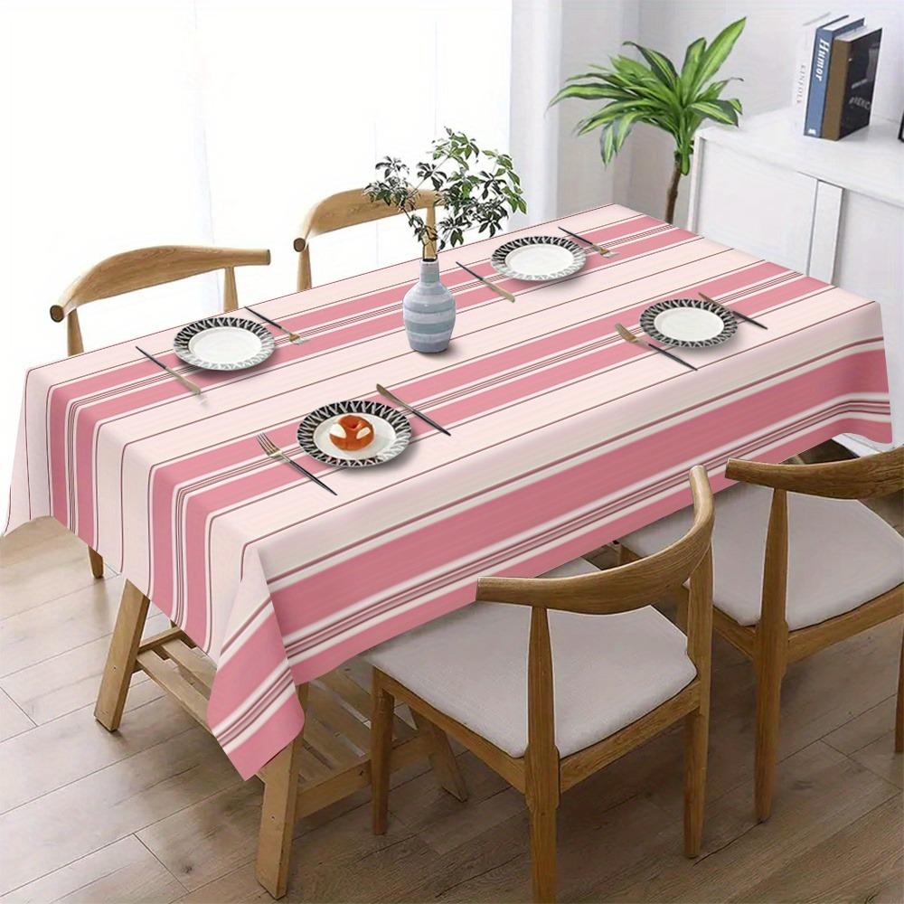 Simple Pink Striped Rectangle Tablecloth for Table Decor Washable Kitchen Dining Table Cloth Holiday Wedding Party Decorations