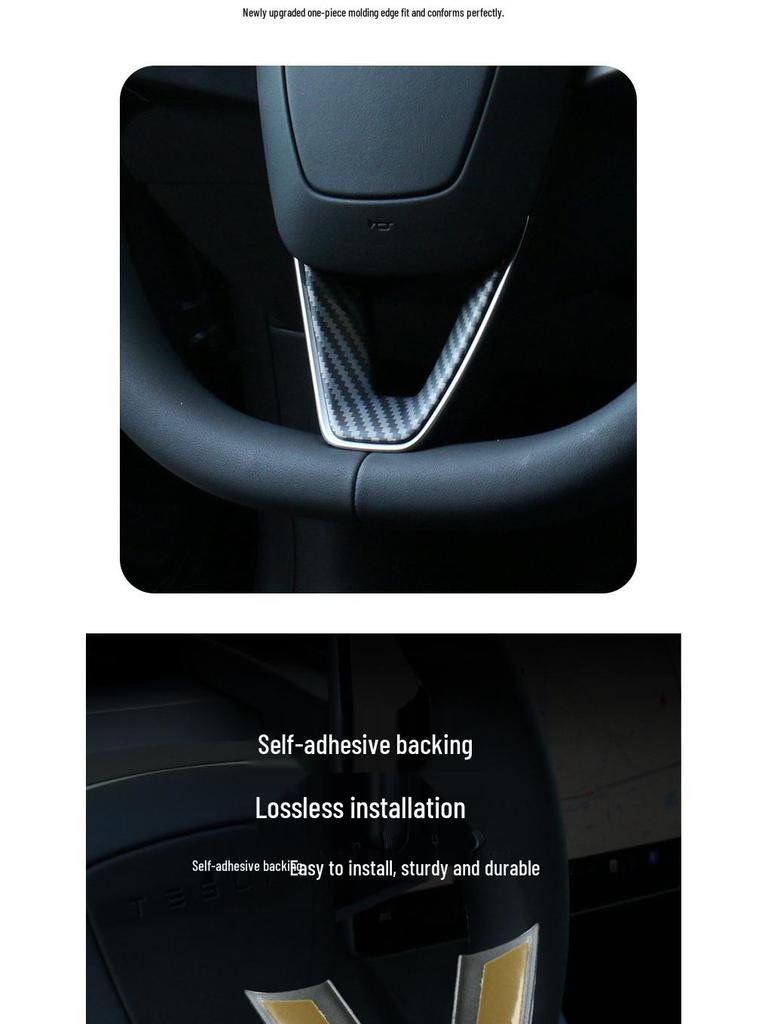 Carbon Fiber Steering Wheel Decoration for Model 3