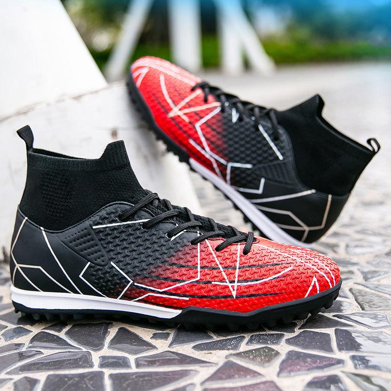 

Футбольные бутсы с высоким верхом tf шиповки искусственный газон мальчики девочки подростки студенты кожаные ноги школьные тренировочные бутсы 47