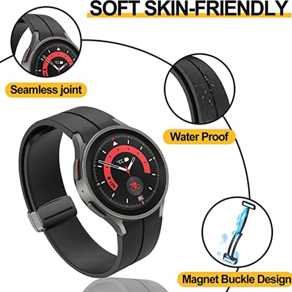 Silikonový řemínek pro Samsung Galaxy Watch 5 Pro 45mm Galaxy Watch 6 5 4 44mm 40mm magnetický pásek s přezkou pro hodinky 6 Classic 43 47mm