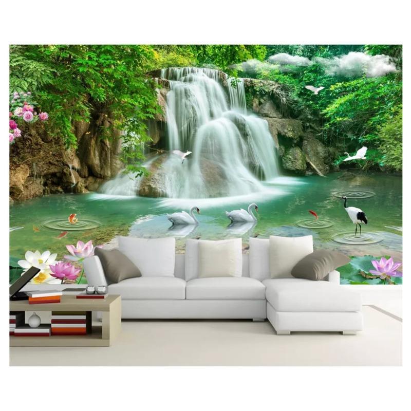 

high fresco wallpapers three-dimensional landscape waterfall landscape 3D TV backdrop wall papel de parede 3d behang 200 cm(W) x 140 cm(H)