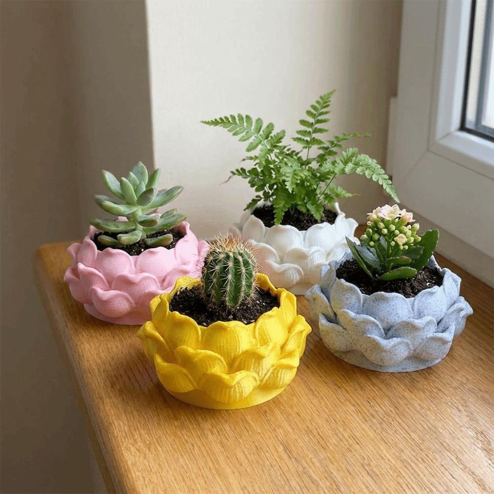 Plastic Growing Pots 3D Printed Flower Container Handmade Succulent Plant Pot  for Desktop Decor