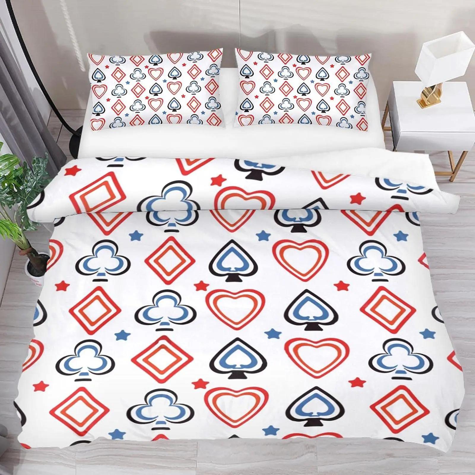 

Poker Cards Duvet Cover Player Games Card Table Games Theme For Women Men Teens For Bedroom Decorations Duvet Cover Queen King EU Single(135*200cm)3pcs