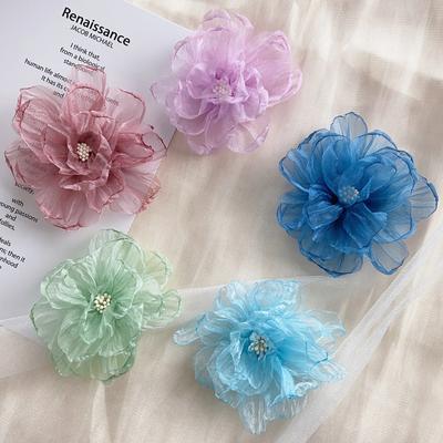 DIY Organza Poupátka Dekorace do vlasů Spona na oblečení Taštičky Klobouky Ruční výroba