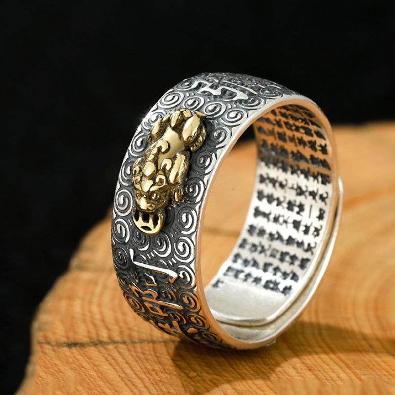 Inel Namo Amitabha, inel din sterlină, în relief, cu inimă retro, Sutra, Buddha, stil etnic, diverse serii, inele pentru bărbați, bijuterii