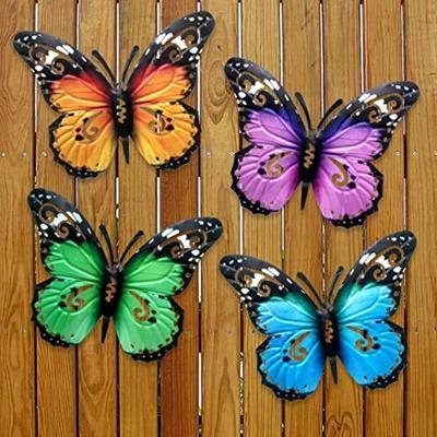 Decoração de Parede Borboleta de Metal 7 Cores Escultura de Borboletas Ferro para Interior Exterior Pendurada Arte de Parede para Jardim Quintal Fen Presente para Casa