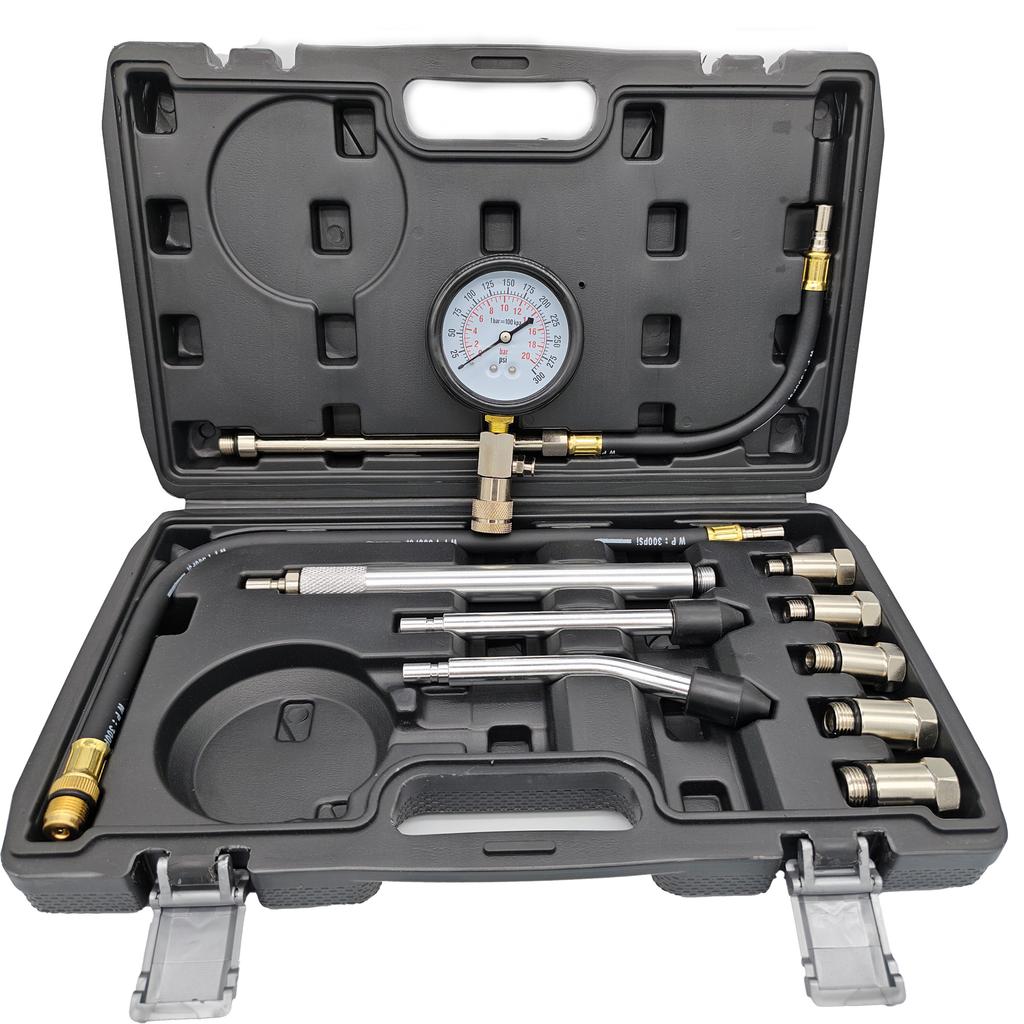 Professional AUTO TOOLS Petrol Gasoline Engine Cylinder Compression Gauge Tester Kit Cylinder Tester With M10 M12 M14 M16 M18