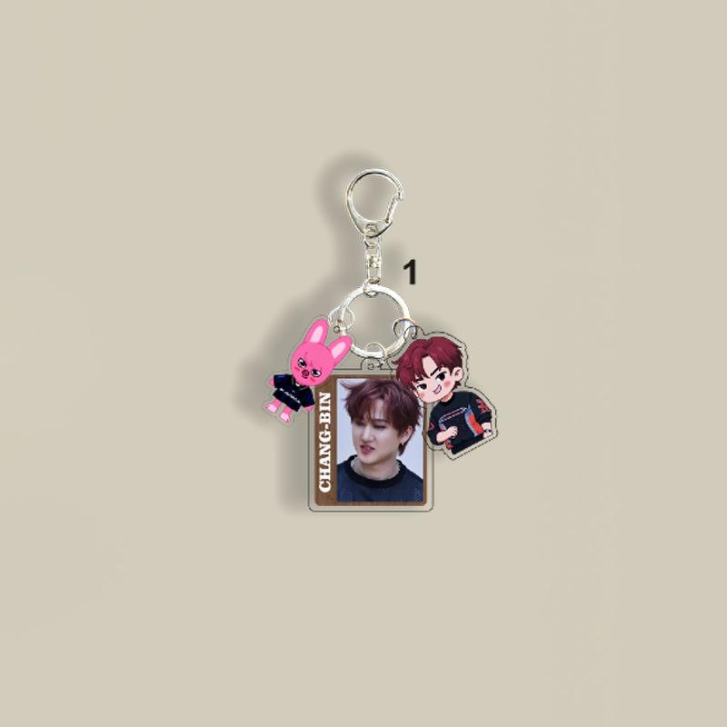 1ks Klíčenka Stray Kids Skutečná Fotografie+SKZOO Kreslená Postavička+Chibi Postavička Bang Chan Lee Know Changbin Hyunjin Han Felix Seungmin I.N Akrylová Klíčenka Dárek pro STAY