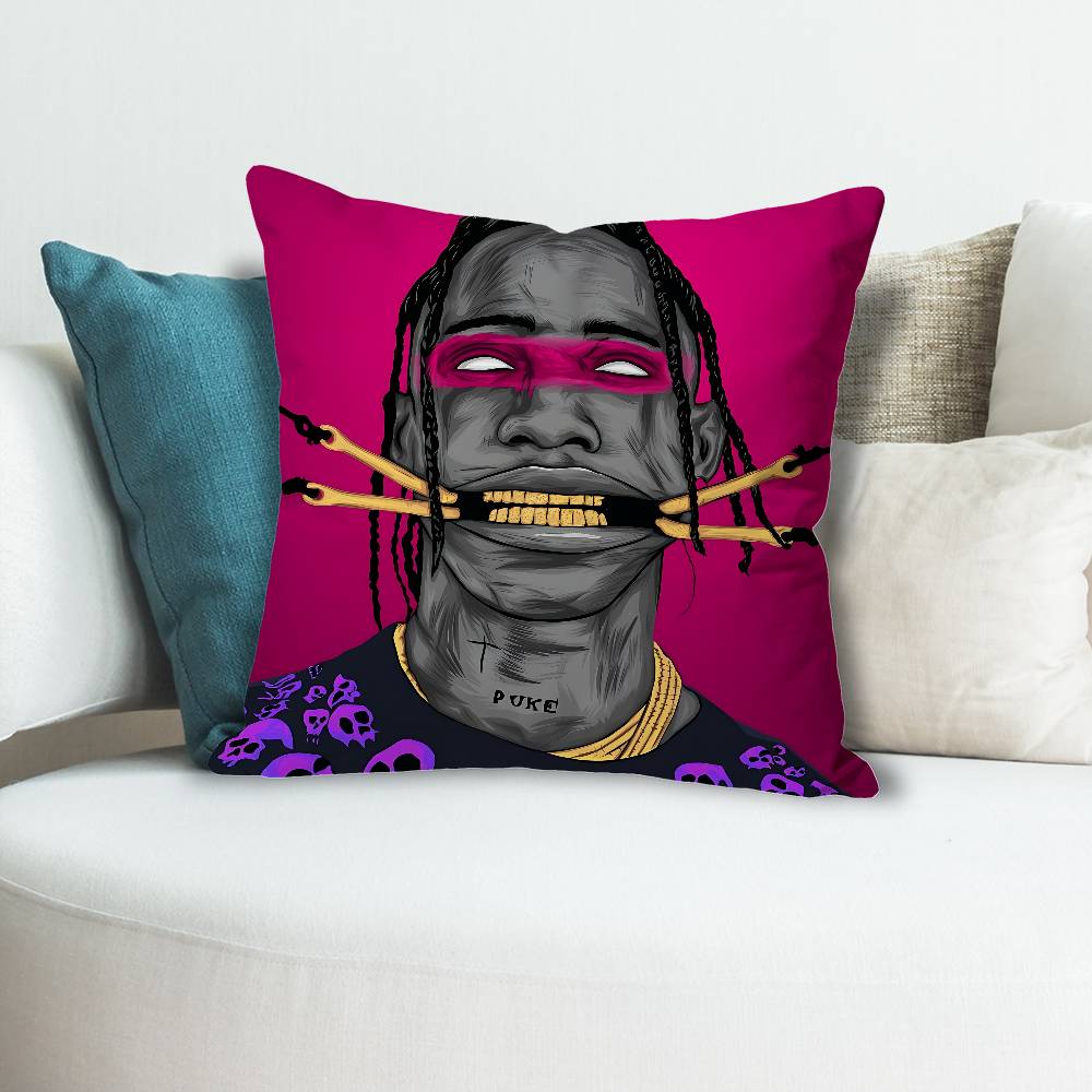 TTravis SScott Singer Pillow Cases for Bedroom Living Room Sofa Home Decor Polyester Cushion Cover with Zipper
