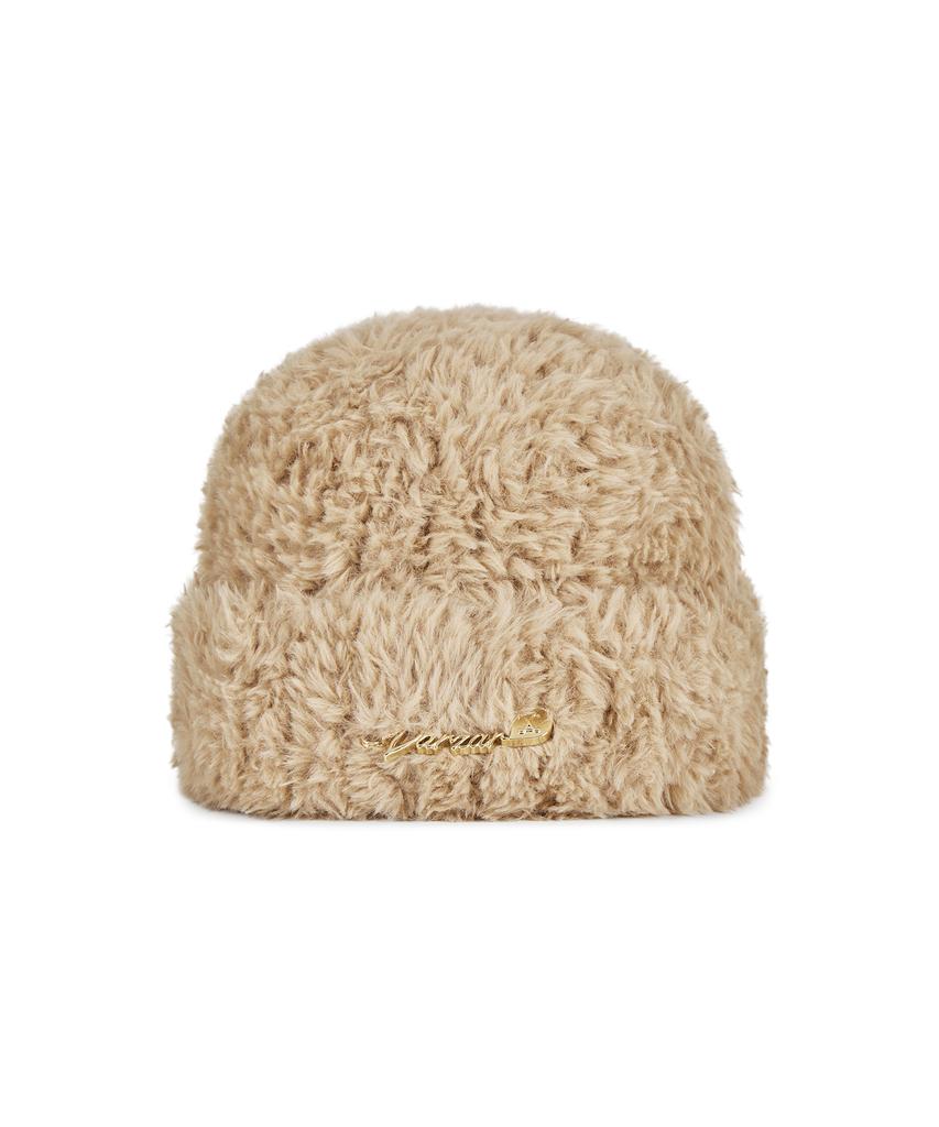 Bajal Safety Pin Fur Beanie Beige