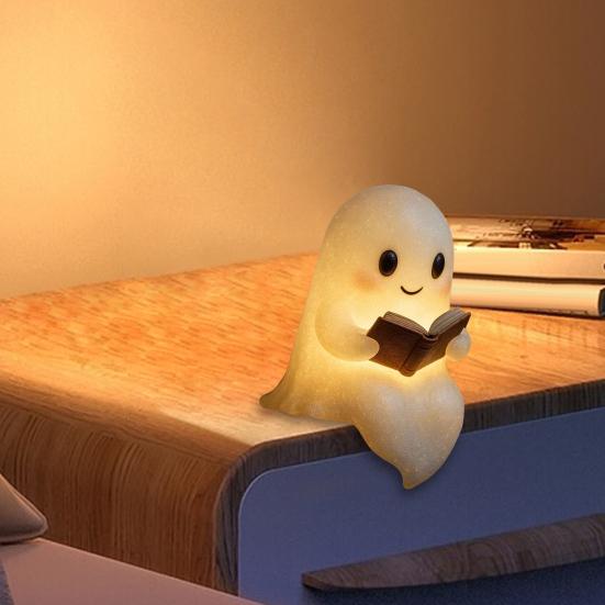 Halloween Ghost Night Light Reading Lamp Soft Warm Glow Battery