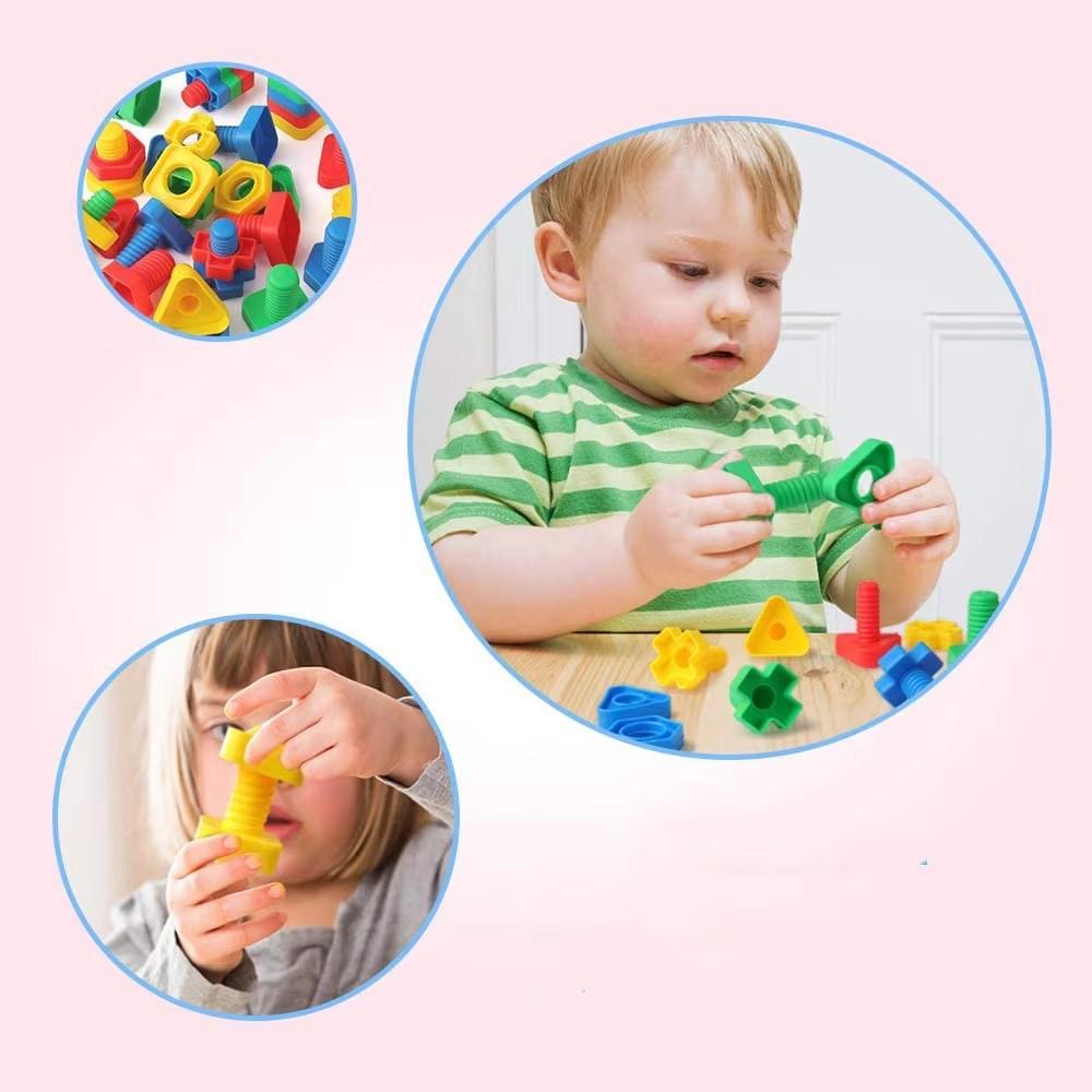 5Pcs Colorful Nut Screw Building Blocks Montessori Infant Shape Color Recognition Fun Matching Puzzle Kids Educational Toy