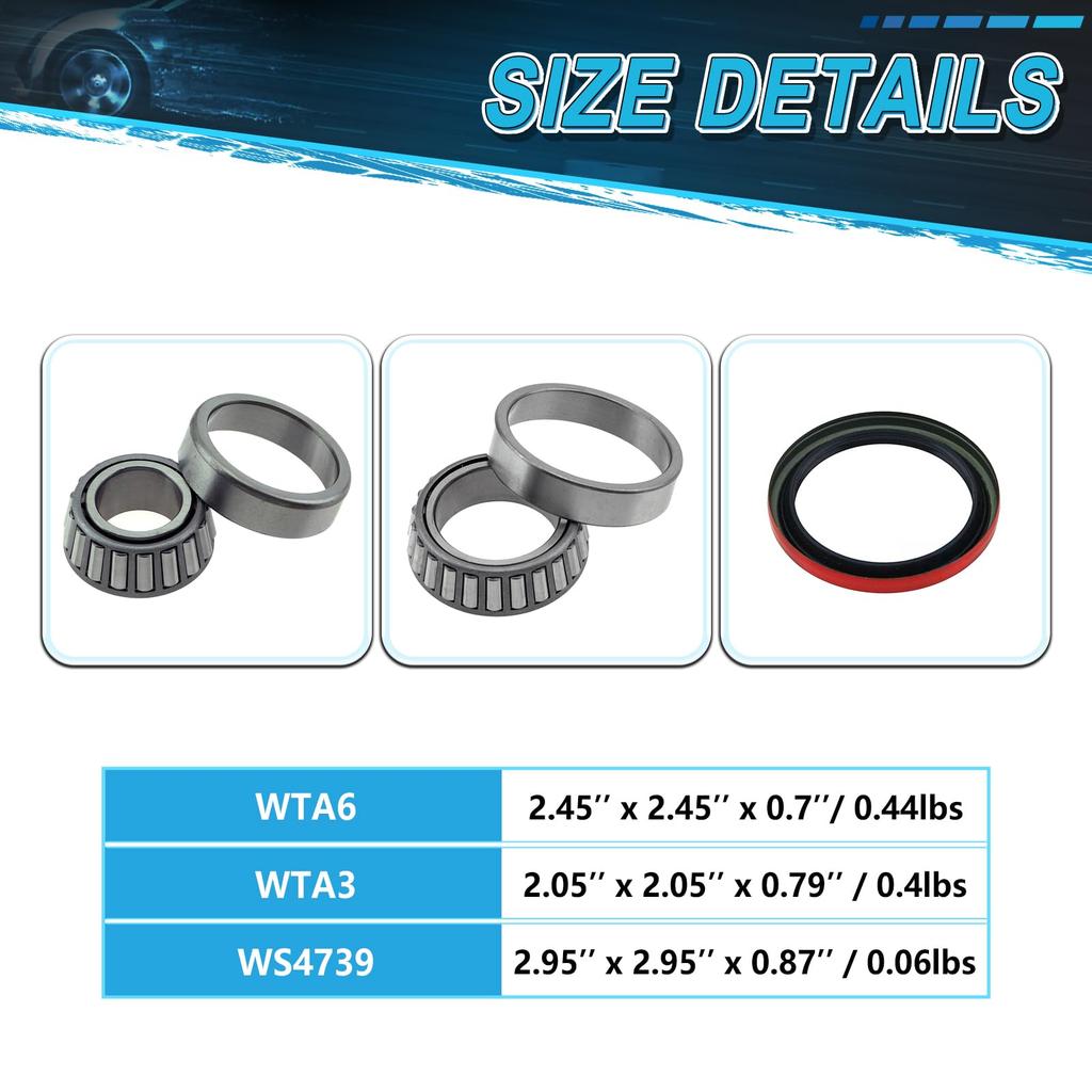 6 Front Wheel Hub Bearing Race Set & Seal Assembly for Chevrolet Astro 1991-2002