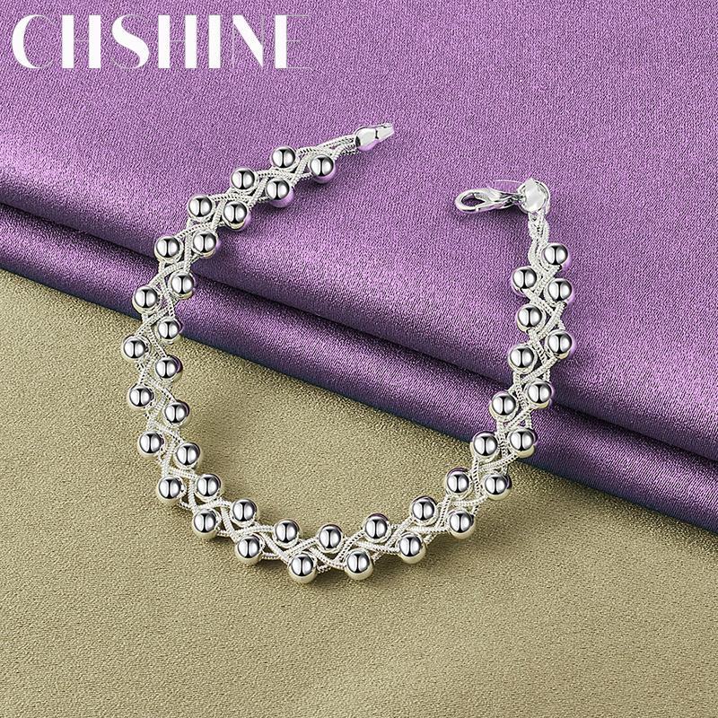 CHSHINE Fine 925 Sterling Silver Geometry Bracelet for Women Wedding Bead Chain Fashion Jewelry