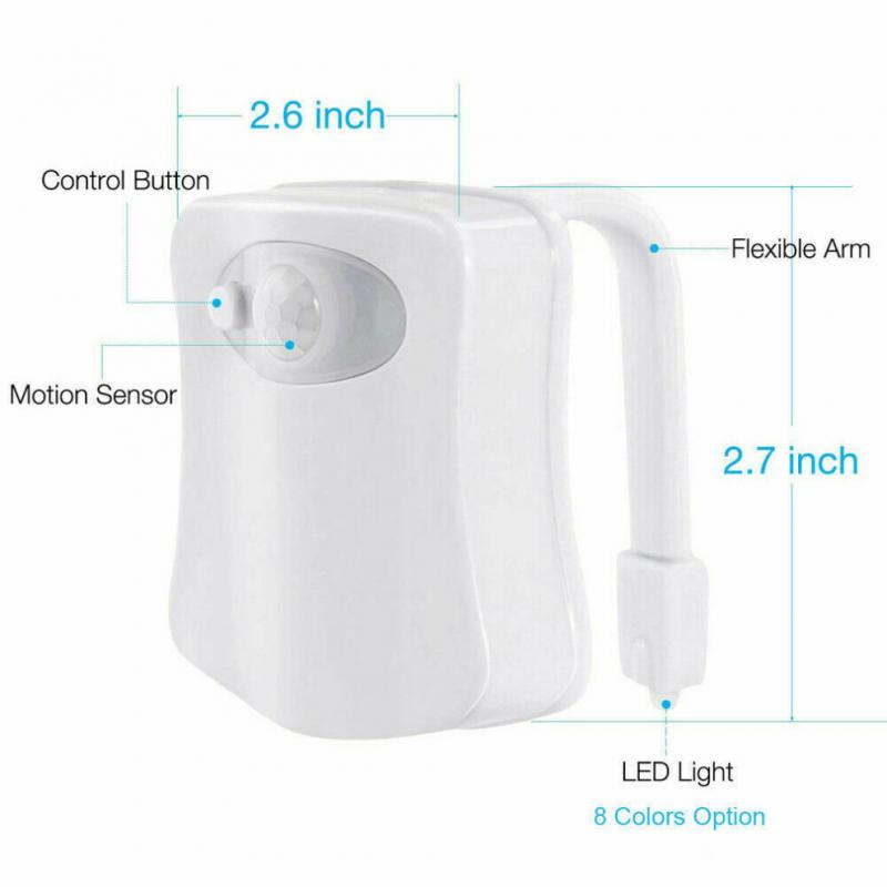 Flexible 8 Colors LED Toilet Bowl Night Light Motion Sensor Bathroom Seat Lamp