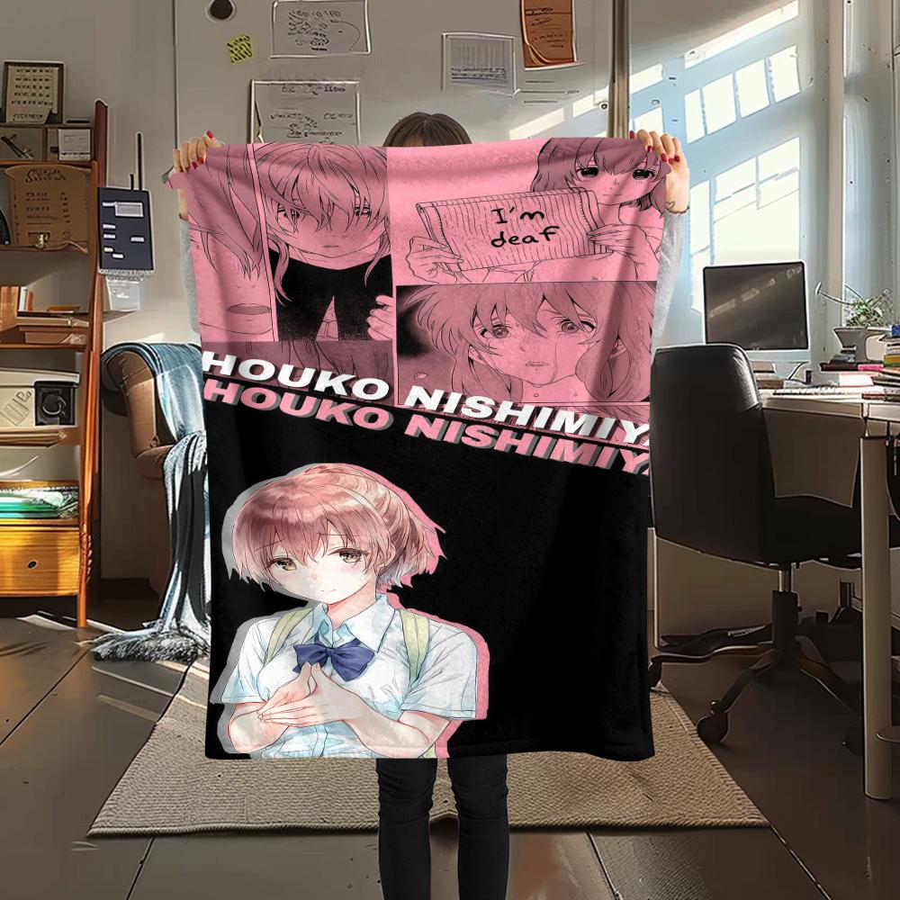 1PC A Silent Voice Print Flannel Blanket, High Quality All Seasons, Home Decor, Warmth and Comfort, Perfect for Christmas Gifts
