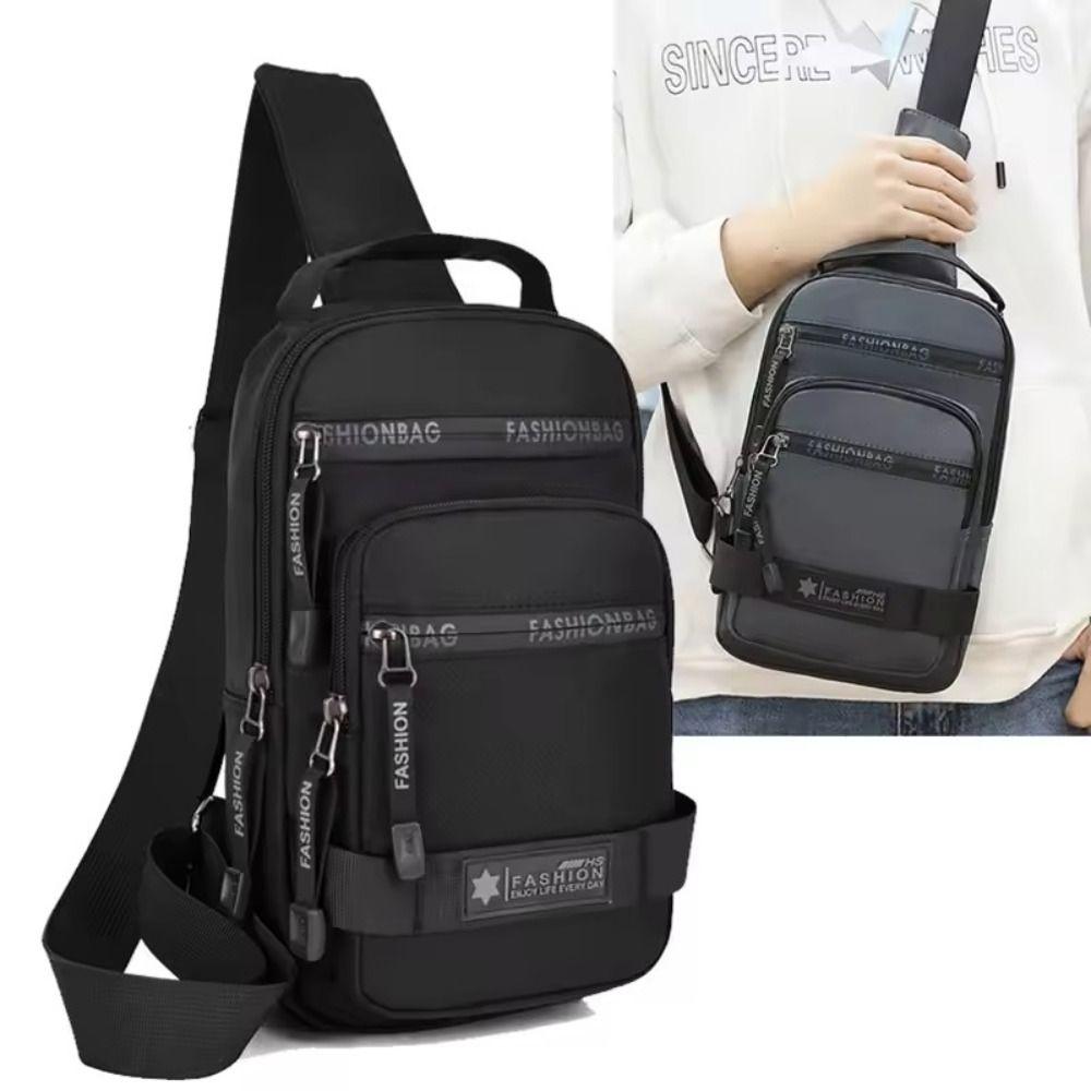 Shoulder Bag Men Chest Bag Multi Pockets Crossbody Bag Portable Sports Message Bag Running