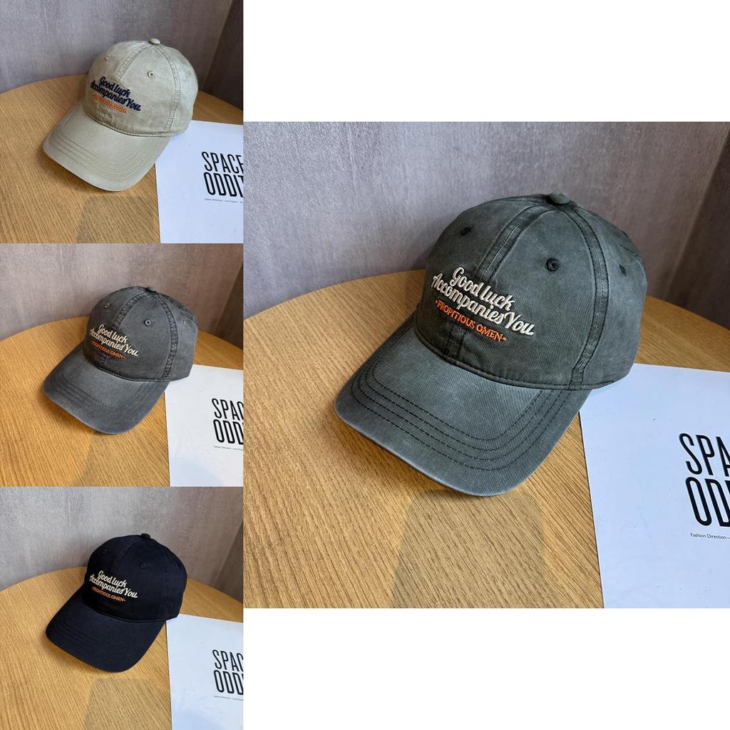 Vintage Letter Embroidered Baseball Cap With Curved Brim For Casual Summer Wear