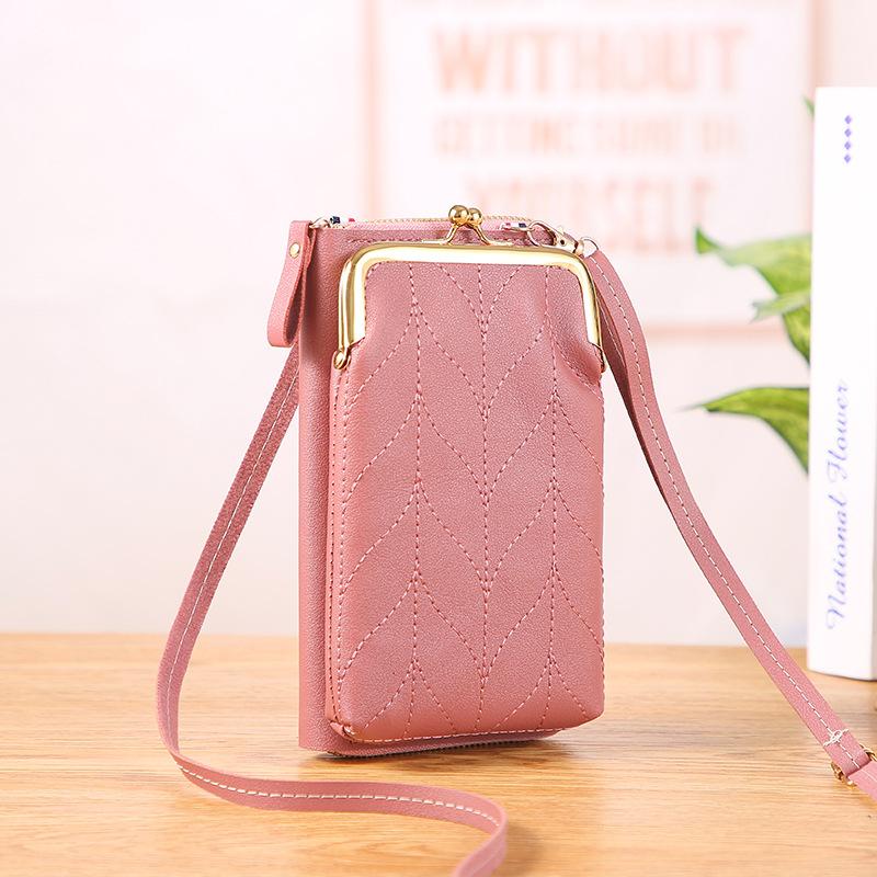 Women Fashion Bag Clip Design Phone Pocket Shoulder Bag Pu Leather Female Small Crossbody Bags Ladies Messenger Purse Handbag