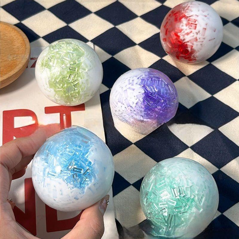 Stress Relief Squeeze Ball Crushed Ice Cream Bar Handmade Ribbon Soft Squishy Vent Toy for Anxiety Anger Release