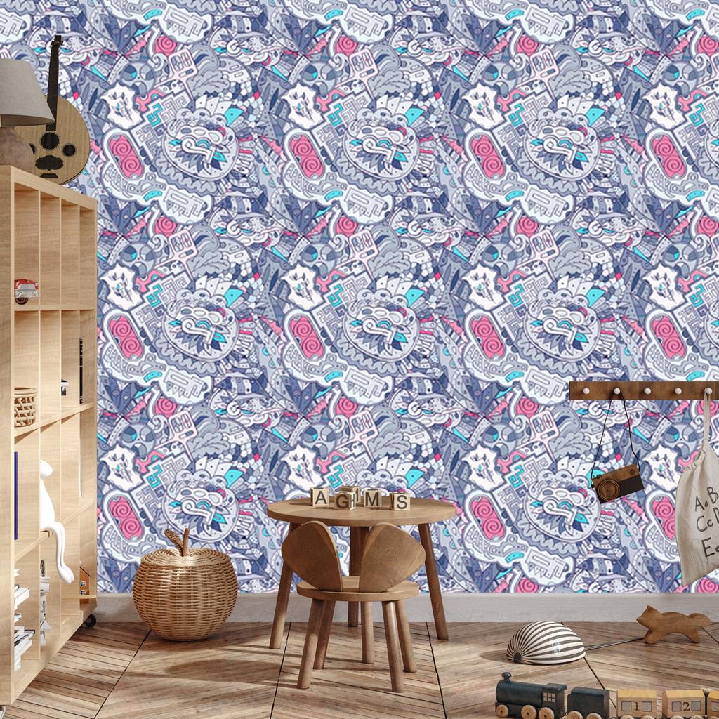 Pastel Graffiti Wallpaper for Living Room and Bedroom 50x1000