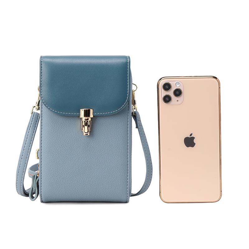 Solid Color Flip Round Lock Phone Bag, Women's Crossbody Bag with Long Shoulder Strap and Credit Card Slot