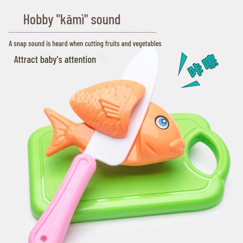 Kids' Pretend Play Kitchen & Shopping Cart Set with Cuttable Fruit and Veggies