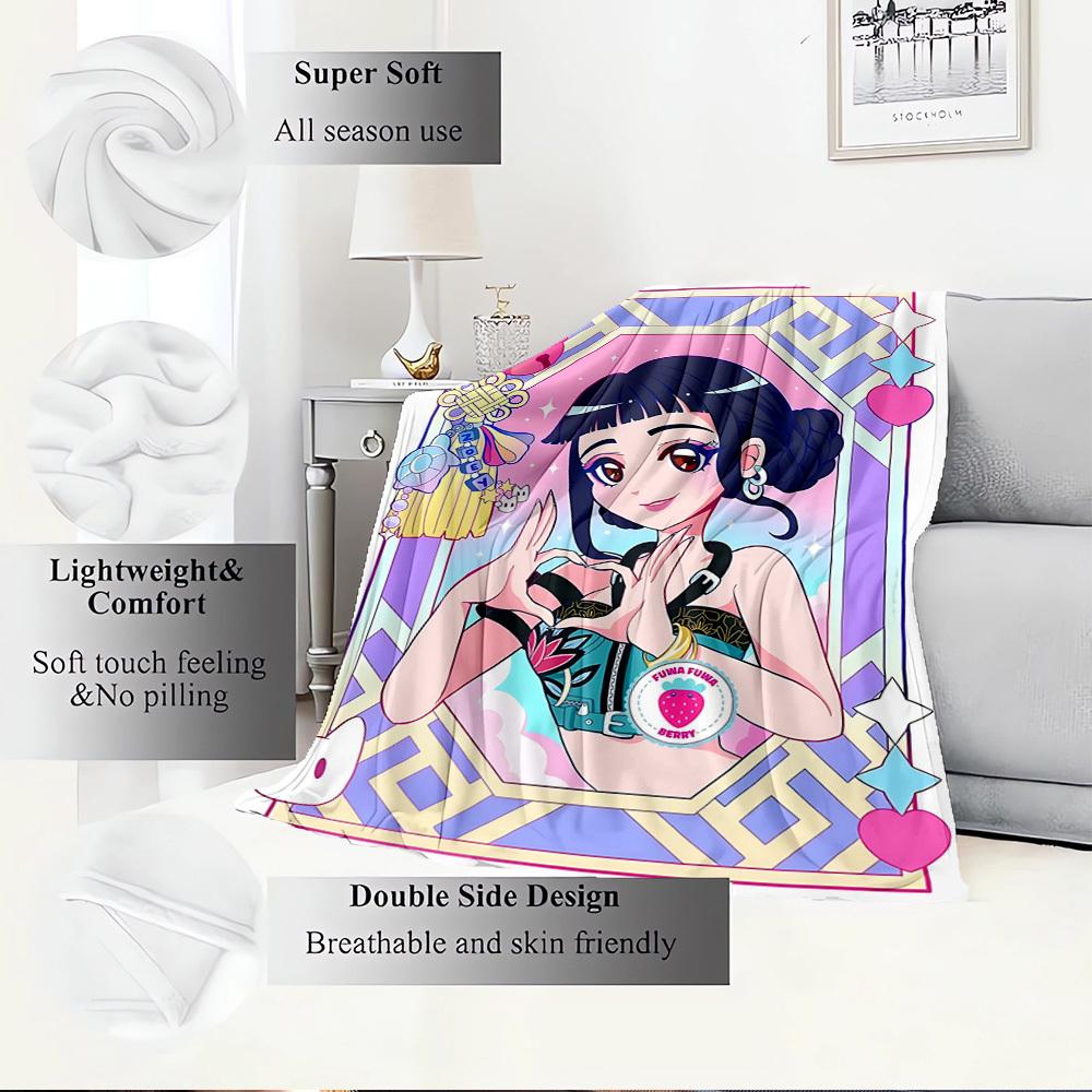 K-POP Anime Girls Group Four Seasons Soft Warm Blanket All-Season Thick Knit Polyester Bedspread for Bed, Camping, Travel Perfect Gift