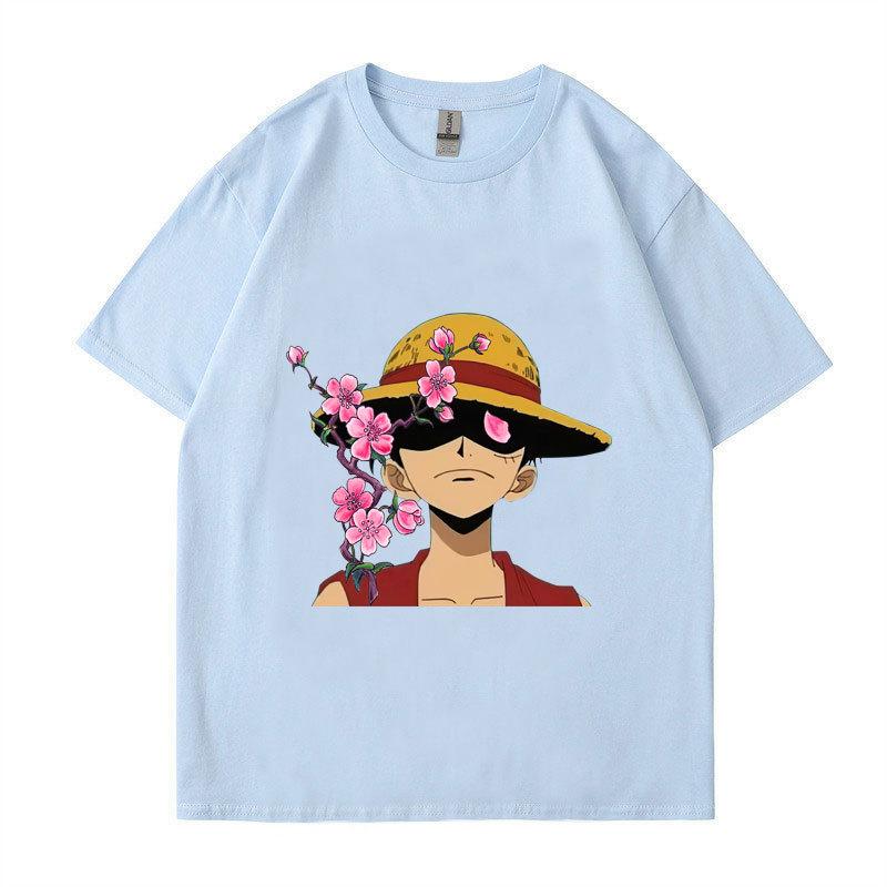ONE PIECE Luffy Women Men Summer T-shirt Harajuku Anime Tops Tees Shirt Cotton Casual Cartoon Short-Sleeves Summer Tshirts Streetwear