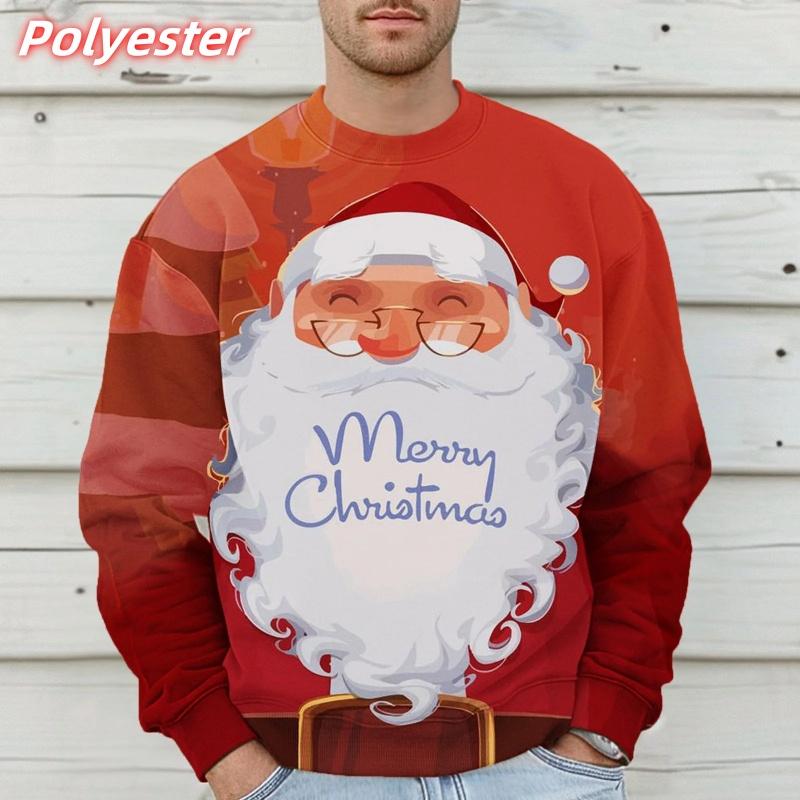 3D-Druck Weihnachtsmann Grafik Langarm-Sweatshirts Mode Festival Party Kleidung